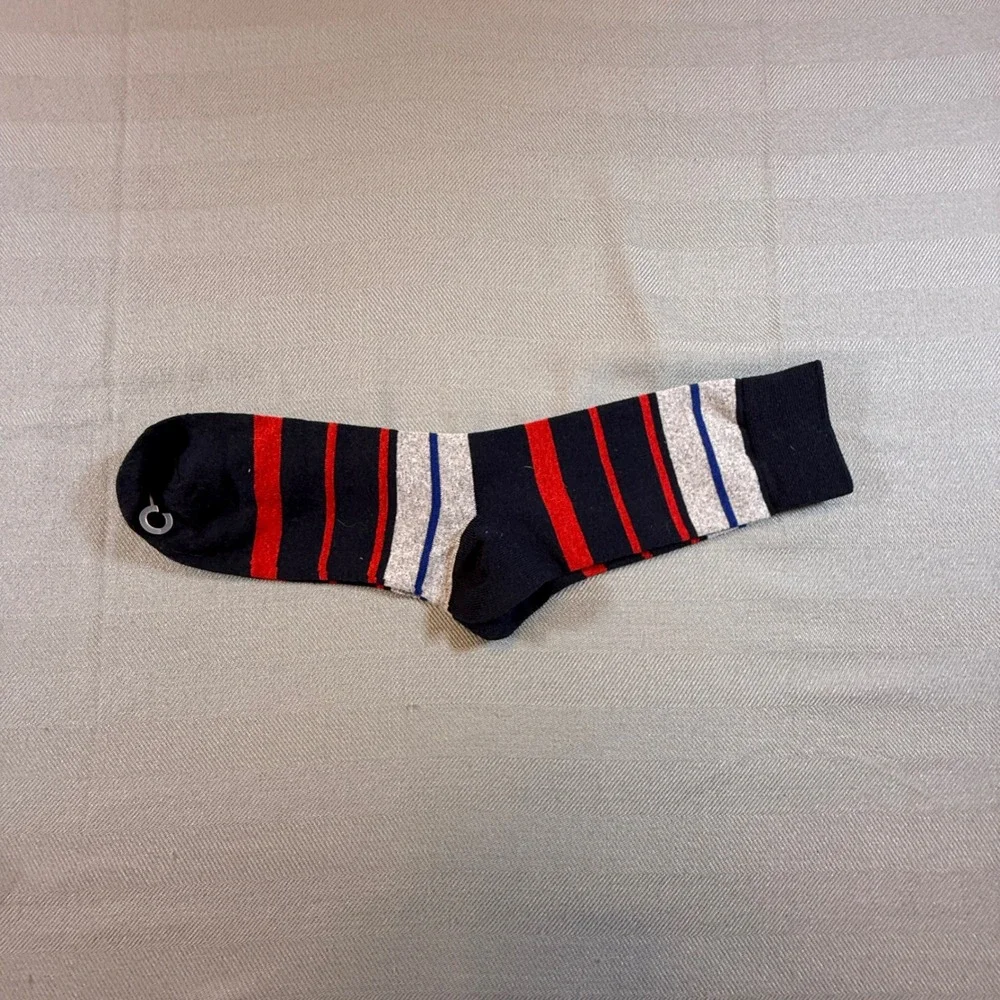 Nautica Mens Crew Socks Navy Blue Red Grey White Striped Knit Casual Dress Socks